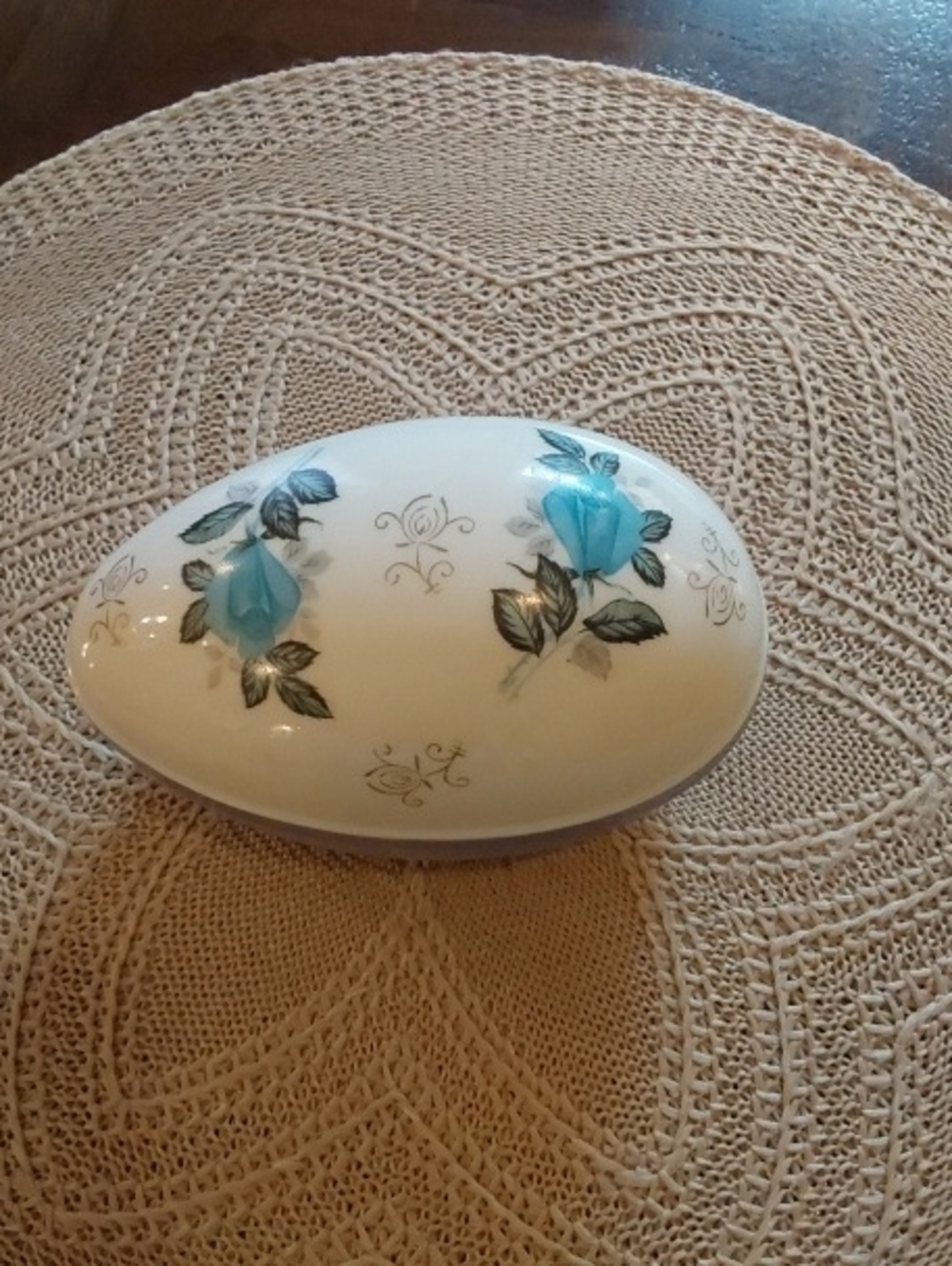 Norleans Japan Egg-shaped Porcelain Trinket Box - Vintage